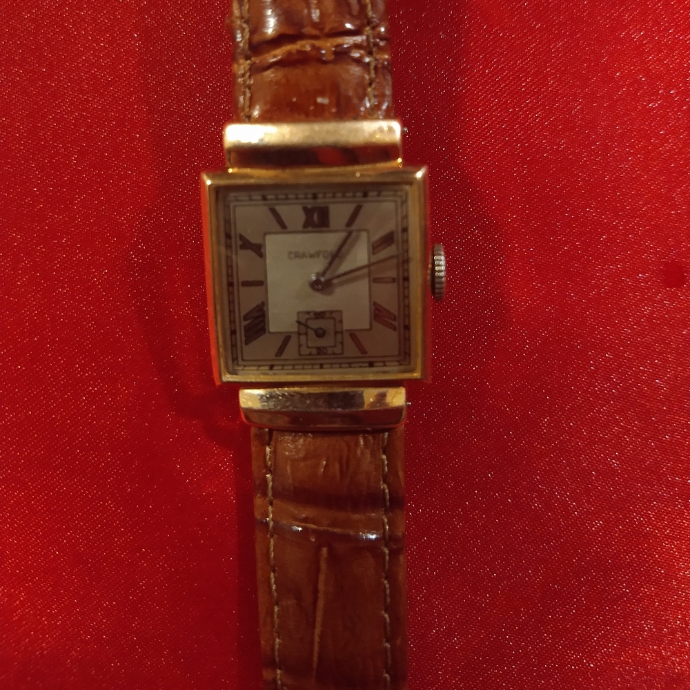 HAMILTON,Sherwood 40's 17j 14K Gold Filled Rectangle Pig Leather,MEN'S WATCH S-1